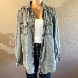 Studded denim shirt